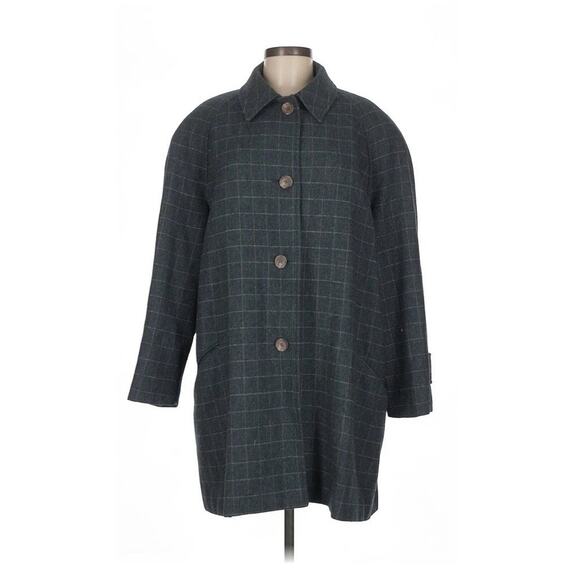 Ralph Lauren Wool Windowpane Plaid "Walker" Coat Green Barn Chore Jacket 8 - Picture 1 of 3